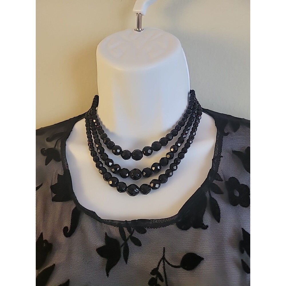 Vintage Laguna Black Beaded 3 Strand Necklace